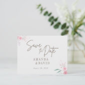 Einfache Blume Elegante Hochzeit Save the Date (Stehend Vorderseite)
