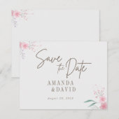 Einfache Blume Elegante Hochzeit Save the Date (Vorne/Hinten)