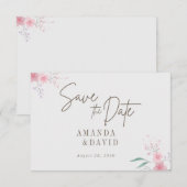 Einfache Blume Elegante Hochzeit Save the Date (Vorne/Hinten)