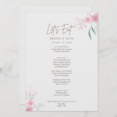 Einfache Blume Elegantes Hochzeitmenü Menükarte (Vorne/Hinten)