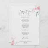 Einfache Blume Elegantes Hochzeitmenü Menükarte (Vorne/Hinten)