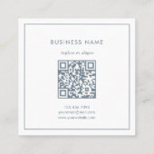 Einfache Blume Frame Dusty Blue QR Code Vielen Dan Quadratische Visitenkarte (Rückseite)
