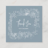 Einfache Blume Frame Dusty Blue QR Code Vielen Dan Quadratische Visitenkarte (Vorderseite)