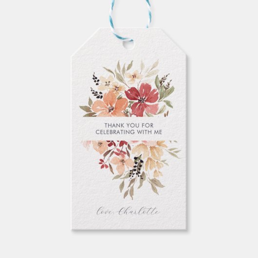 Einfache Blume | Geburtstag Vielen Dank Geschenkanhänger (Vorderseite)