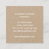 Einfache Blume Gezeichnet Handmade Quadratische Visitenkarte (Rückseite)