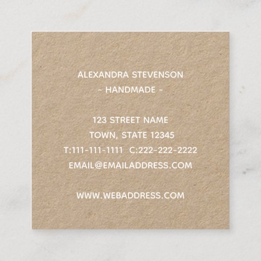 Einfache Blume Gezeichnet Handmade Quadratische Visitenkarte (Rückseite)