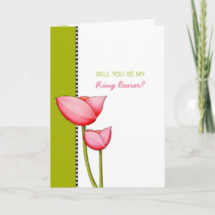Einfache Blume grün Seien Sie meine Ringträgerkart Einladung