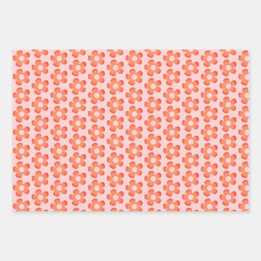 Einfache Blume in Preppy Hot Pink Orange Pastellfa Geschenkpapier Set (Vorderseite 2)