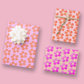 Einfache Blume in Preppy Hot Pink Orange Pastellfa Geschenkpapier Set