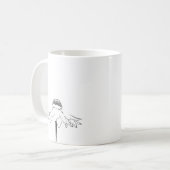 Einfache Blume in Schwarz und Weiß Zeichnend Kaffeetasse (Vorderseite Links)