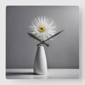 Einfache Blume in Vase Quadratische Wanduhr (Vorderseite)