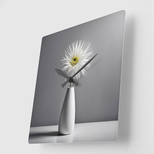 Einfache Blume in Vase Quadratische Wanduhr (Winkel)