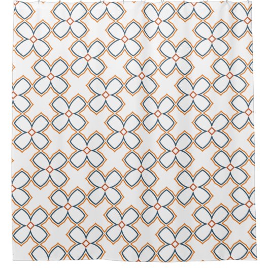 Einfache Blume in Weiß und Orange Duschvorhang (Vorderseite)