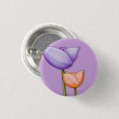 Einfache Blume lila orangefarbener Knopf Button (Vorne & Hinten)