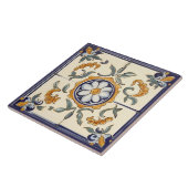 Einfache Blume Mittelmeer Blauer Creme Fliese (Seite)