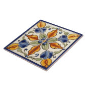 Einfache Blume Mittelmeer Blauer Creme Fliese (Seite)