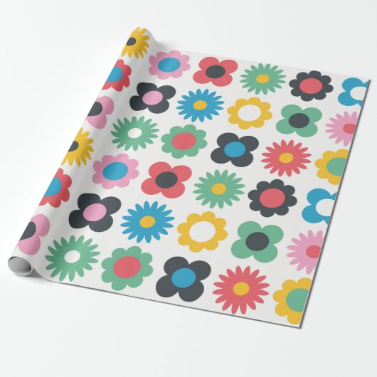 Einfache Blume nahtloses Musterdesign. Skandinavie Geschenkpapier (Ungerollt)