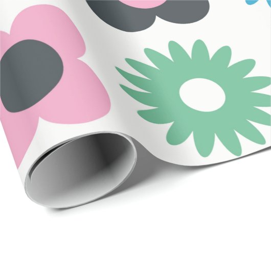 Einfache Blume nahtloses Musterdesign. Skandinavie Geschenkpapier (Rolleneckpunkt)