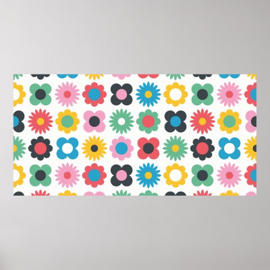 Einfache Blume nahtloses Musterdesign. Skandinavie Poster (Vorne)