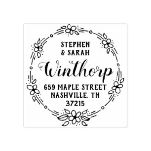 Einfache Blume Niedliche Adresse Gummistempel