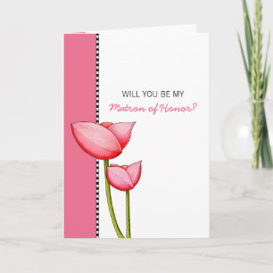 Einfache Blume pink Be My Matron of Ehrencard Einladung