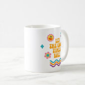 Einfache Blume Retro Smiley Rainbow Fun Kaffeetasse (VorderseiteRechts)