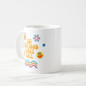 Einfache Blume Retro Smiley Rainbow Fun Kaffeetasse (Vorderseite Links)
