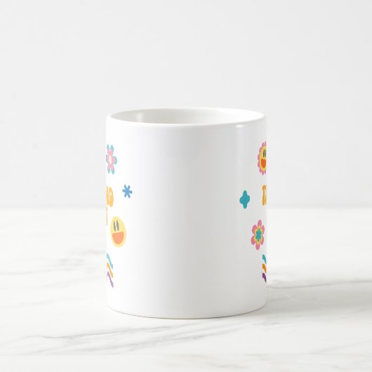 Einfache Blume Retro Smiley Rainbow Fun Kaffeetasse (Mittel)