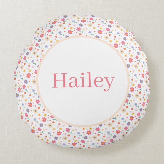 Einfache Blume Rundes Kissen (Vorderseite)