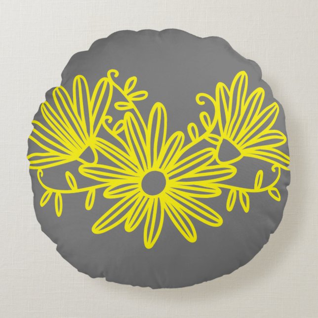 EINFACHE BLUME RUNDES KISSEN (Vorderseite)