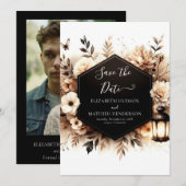 Einfache Blume Rustikale Hochzeit Save The Date (Vorne/Hinten)