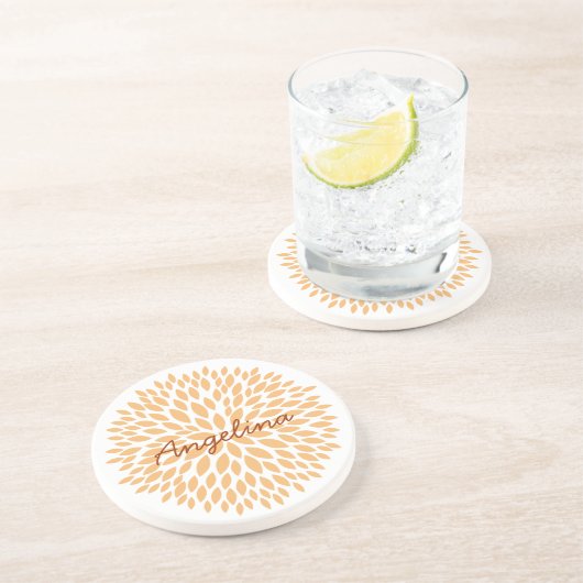 Einfache Blume Sandstein Untersetzer (Seite)