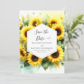 Einfache Blume Sonnenblumenhochzeit Save The Date (Stehend Vorderseite)