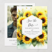 Einfache Blume Sonnenblumenhochzeit Save The Date (Vorne/Hinten)