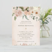 Einfache Blume von Boho Blush | Taufe Einladung (Stehend Vorderseite)