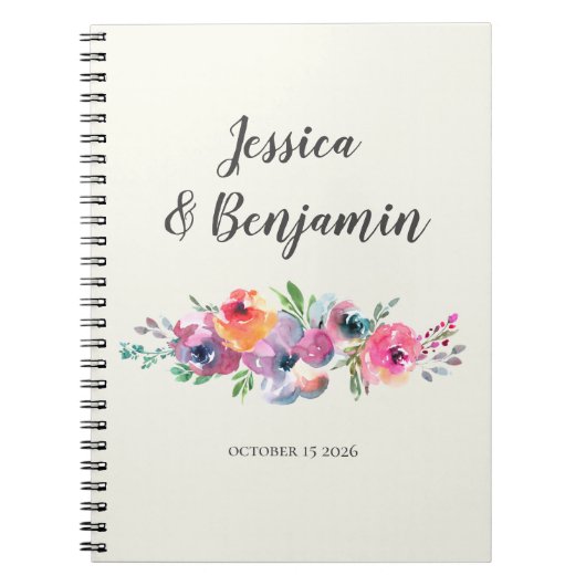 Einfache Blume Wasserfarbe Elegante Hochzeit Notizblock (Vorderseite)