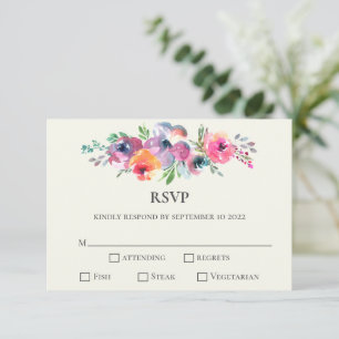 Einfache Blume Wasserfarbe Moderne Elegante Hochze RSVP Karte