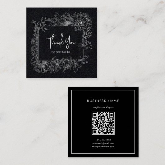 Einfache Blume Whitepaper QR-Code Vielen Dank Quadratische Visitenkarte (Vorne/Hinten)