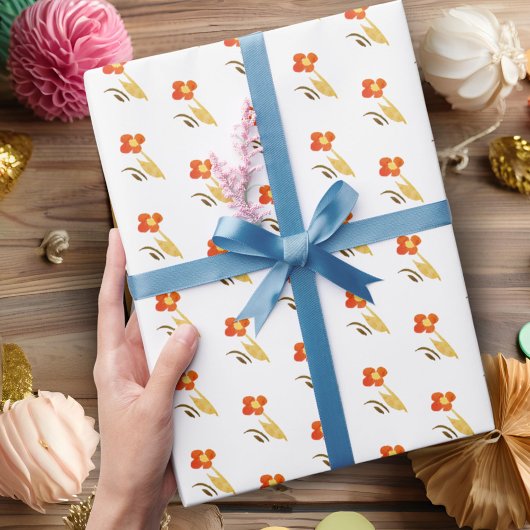 Einfache Blume Zeichne Pink Pattern Girl Birthday Geschenkpapier