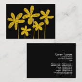 Einfache Blume Zeichnend - orange auf schwarz Visitenkarte (Vorne/Hinten)