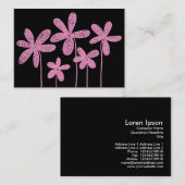 Einfache Blume Zeichnend - Rosa auf Schwarz Visitenkarte (Vorne/Hinten)