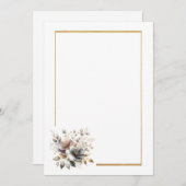 Einfache Blumen- und Goldrahmen-Blankenhochzeit Einladung (Vorne/Hinten)
