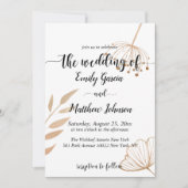 Einfache Blumenbotaniqe Gold Foil Wedding Einladung (Vorderseite)