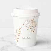 Einfache Blumenbotaniqe Gold Foil Wedding Pappbecher (Rückseite)
