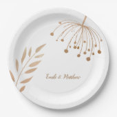 Einfache Blumenbotaniqe Gold Foil Wedding Pappteller (Vorderseite)