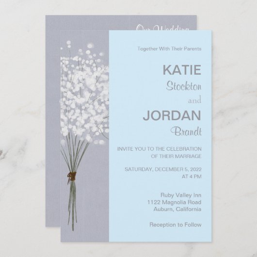 Einfache BlumenBouquet-Einladung Einladung (Vorne/Hinten)