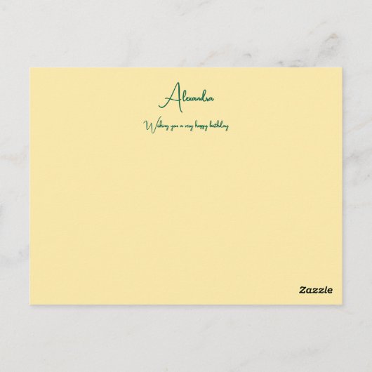 Einfache Blumenbutter Gelb zum Geburtstag Postkarte (Rückseite)