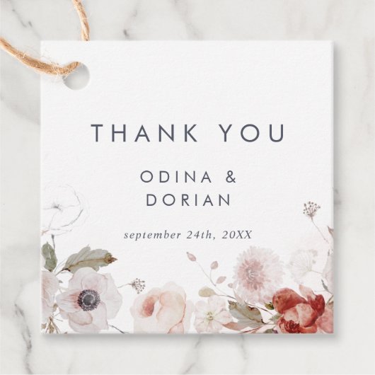 Einfache Blumendanken Geschenkanhänger (Vorderseite)