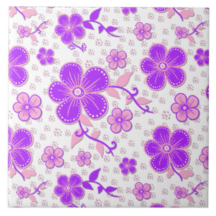 Einfache Blumenfarbe Lila und rosa drucken Fliese