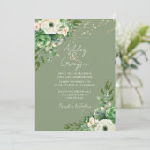 Einfache Blumenfeier Grüne Hochzeit Einladung (Stehend Vorderseite)